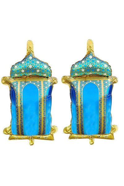 partidolu Ramadan Themed Oil Lamp Shaped Turquoise Color 45 cm Foil Balloon 2 Pieces