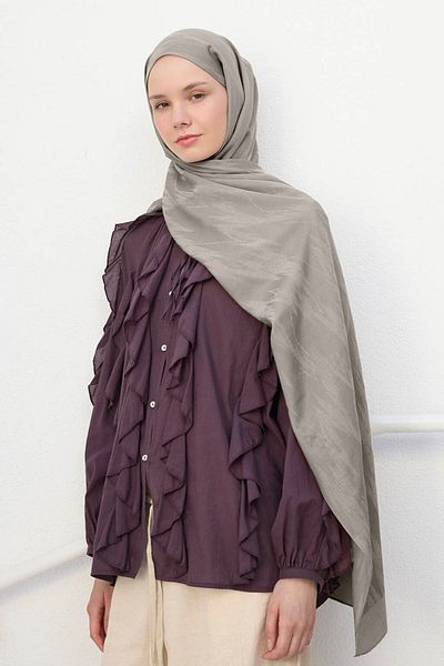 Qef Cotton Line Shawl Sand Beige