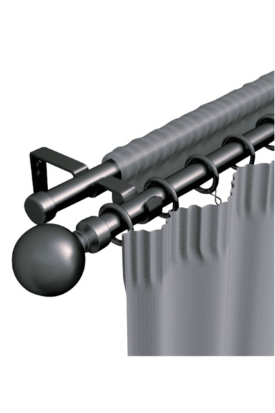 micasa Durable High Quality Double Ball Curtain Rod 160-310 cm GRAY