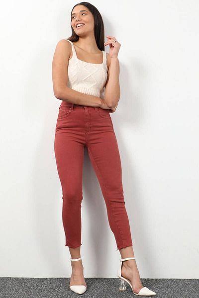 Bluewhite Women's High Waist Ripped Jeans Trousers Tile
