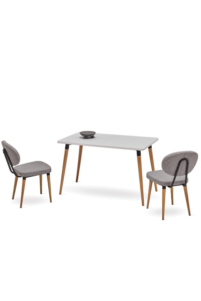 Enza Home Palladio Mutfak Masası, Naturel Ahşap Ayaklı - Beyaz