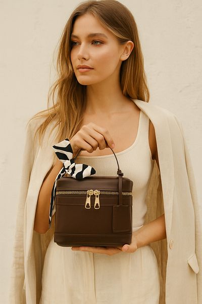 NOTHING Women's Brown Rectangular Cross Strap Hand and Shoulder Bag Melina