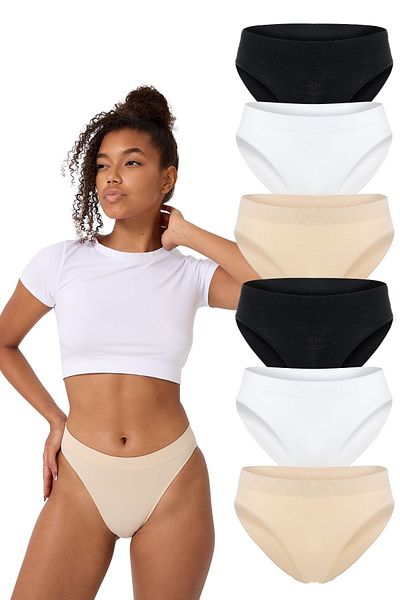FOREVER MORE 6 Pack Seamless Basic Women's Slip Panties