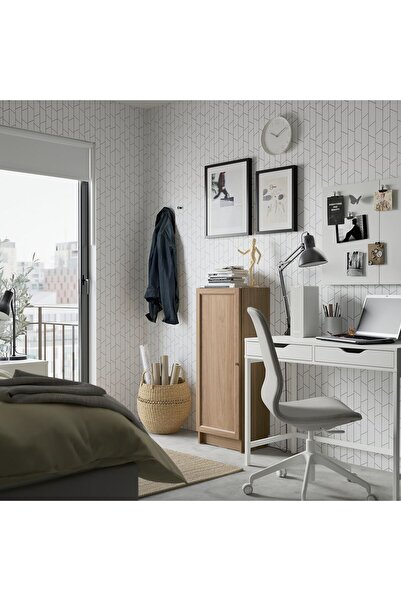 IKEA kapaklı kitaplık, meşe görünümlü, 40x30x106 cm