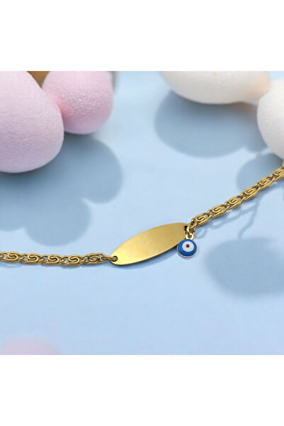 Satürn Silver Kuyumculuk Çelik İsimli Bebek Çocuk Bileklik Künye Kararma Yapmaz Ayarlanabilir Zincirli