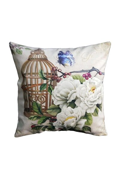 Mrs.Gugar غطاء وسادة على شكل قفص مزين بالزهور