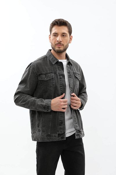 Bluewhite Men's Regular Fit Anthracite Jean Jacket