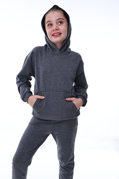 ZUZUNGA Basic Hooded 2 Thread Raster Kangaroo Pocket Παιδική φόρμα 3-10 ετών Χακί