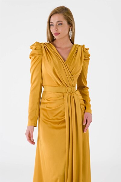 Bluewhite Βραδινό φόρεμα Deiha με διπλό γιακά με λεπτομέρεια στους ώμους