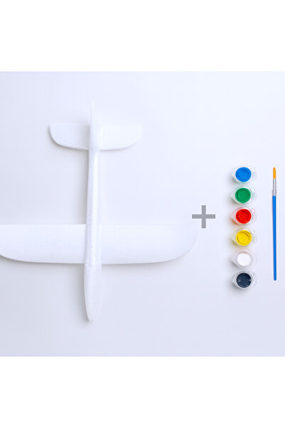 OULABİMİR Boyanabilir EPP Köpük Uçak – Eğlenceli ve Dayanıklı El İle Fırlatılan Beyaz Oyuncak + Boya Seti