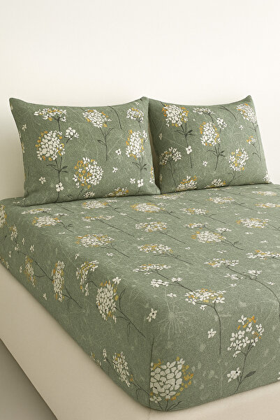 Gasel Home DOUBLE PERSON COTTON RANFORCE FABRIC RUBBERED LEAF SET