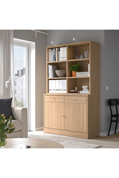 IKEA dolap kombinasyonu, meşe kaplama, 121x201 cm