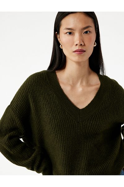 Koton Long Sleeve V Neck Knit Sweater