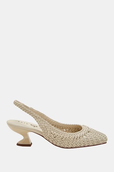 Katy Perry Laterr Woven Women's - Cream Straw Metal Heel Shoes