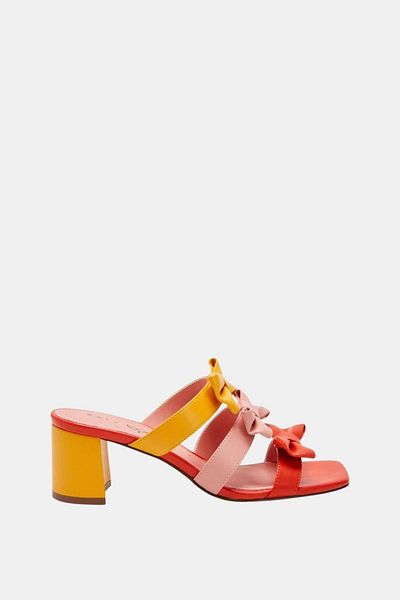 Katy Perry Tooliped Bow Women's - Pink Orange Ribbon Heeled Slippers