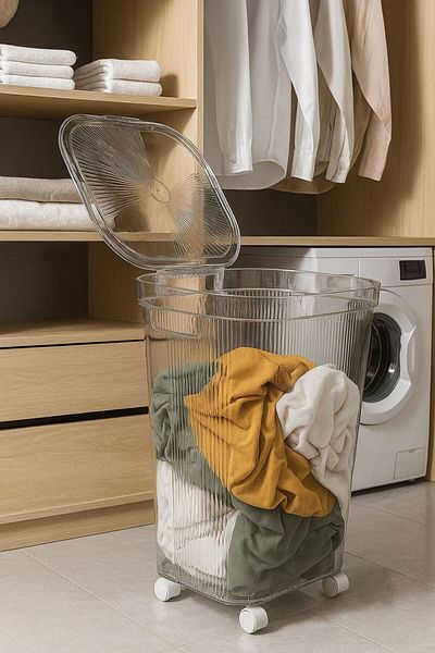 MOSTAFA Acrylic laundry basket, clear color
