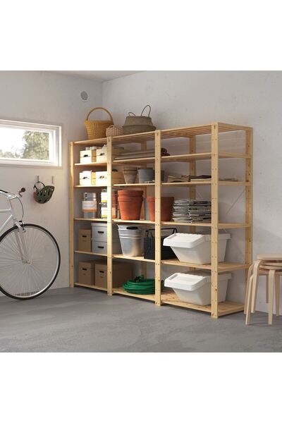 IKEA raf ünitesi, çam, 230x50x171 cm, 154x31x171 cm, 78x50x171 cm