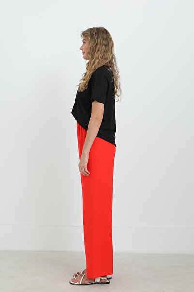 Puane Women's Wide Leg High Waist Trousers - 18103Pnt - Coral