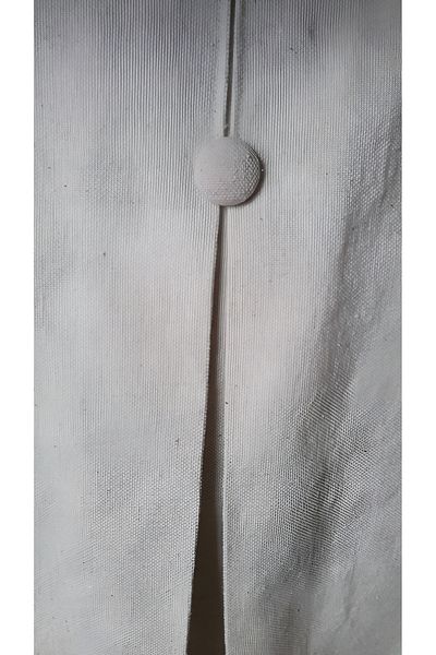 METİNEV Beige Color Button Decorated Thick Linen Base Skirt