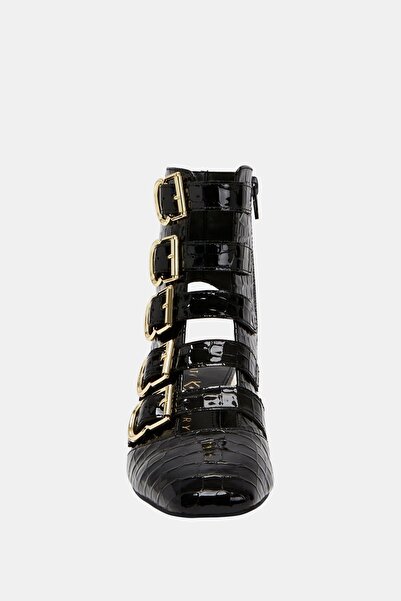 Katy Perry Clarra Buckle Black Croco Women's Heeled Shoes