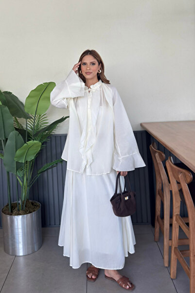 Alhabb Kadın Fular Detaylı Bohem Şifon Elbise - Rahat ve Şık Günlük Kombin