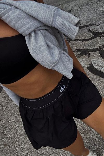 VibeGaia Black Brand Equivalent High Waist Sports Shorts Skirt Elastic Lined Sports Skirt with Front Pocket Tennis Yoga Casual