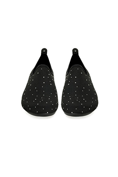 Peluche Parlak Taşlı Siyah Kaymaz Tabanlı Esnek Hafif Kadın Havuz Plaj Deniz Ayakkabısı