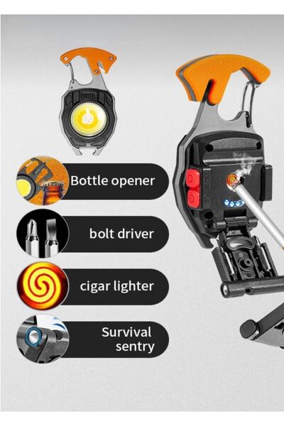 EMİN ENSAR HOME Pro Kamp Feneri Çok Fonksiyonlu Fener Anahtarlık Usb Çakmaklı...