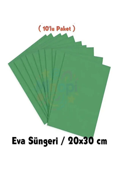 Minopi Yeşil Renkli Eva Süngeri 20X30 cm 10'lu Paket 1.5 mm
