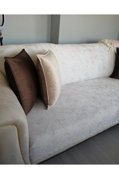 Tekstilsa Cream Sponge Sofa Sofa Bed Cover Vein Patterned Glossy Tile Sponge Flower Bed Covering 1pc