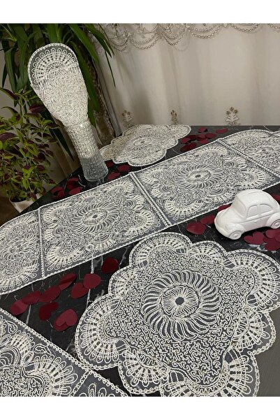 Tekstilsa طقم غرفة المعيشة الفاخرة الجديدة لغرفة المعيشة وغرفة المعيشة مكون من 5 قطع باللون الأبيض