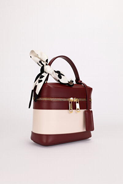 NOTHING Women's Burgundy Cream Rectangular Form Cross Strap Hand and Shoulder Bag Melina