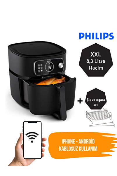 Philips XXL 8,3 LT Wİ-Fİ Bağlantı ZamanAyarlı PREMİUM Yağsız Fritöz Şiş-Izgar...