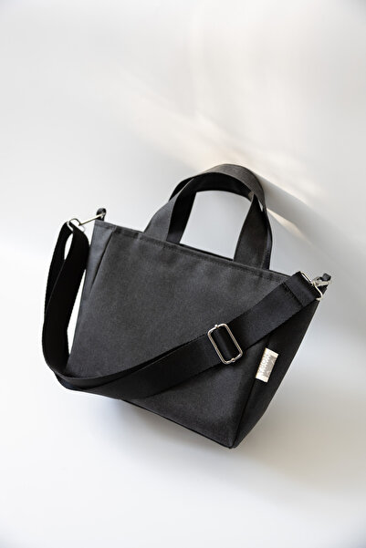 Nora Midi Mumlu Kanvas Kadın El ve Omuz Çantası Antrasit/Siyah