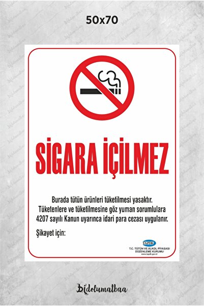 Bidolumatbaa Sigara İçilmez Uyarı İkaz Levhası 50x70 Cm Folyo Baskı