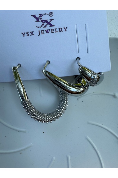 ARMELİA ACCESORİES Armelia Accessories 3’lü Gümüş Renk Modern Küpe Seti