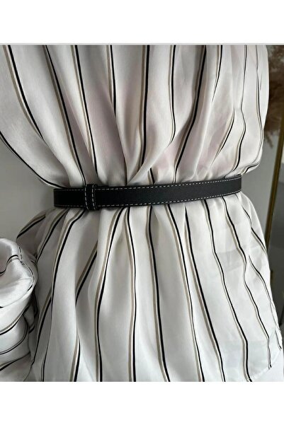 Tina حزام بإبزيم ذهبي مخيط 2 سم أسود