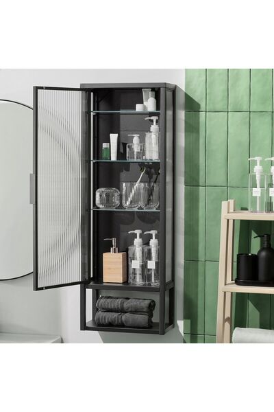 IKEA banyo duvar dolabı, antrasit, 36x18x102 cm