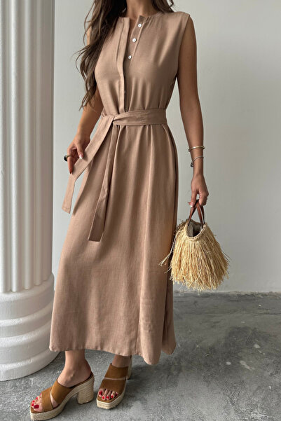 Kokosh moda DRESSIFY ŽENSKA MODA Lan HALJINA BEZ RUKAVA MAXI HALJINA SA VEZAN...