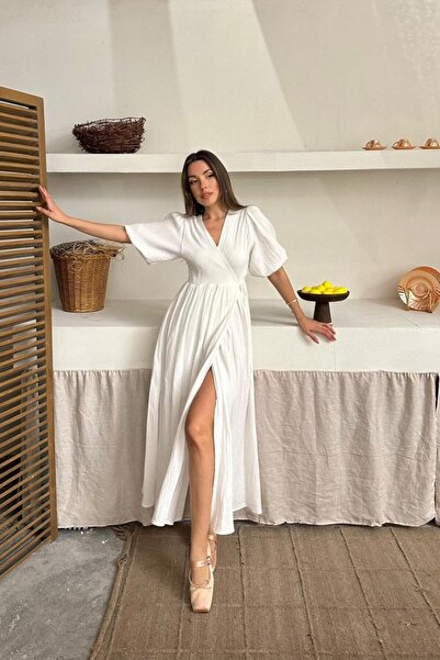 JANES Екрю муслінова довга сукня