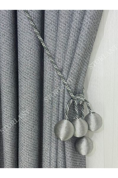 Storlant Puffy Gravel Light Gray Patterned Linen Background Curtain L Product Frequently Pleated L Accessory Gifted L Single Wing