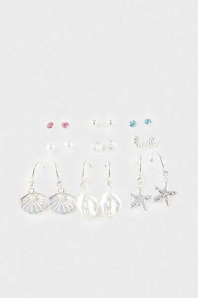 DeFacto Women's 6-Piece Silver Earrings F4059Axns