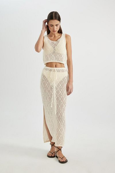 DeFacto Regular Fit Openwork Knitwear Maxi Beach Skirt-Fall in Love B6888Ax24Sm