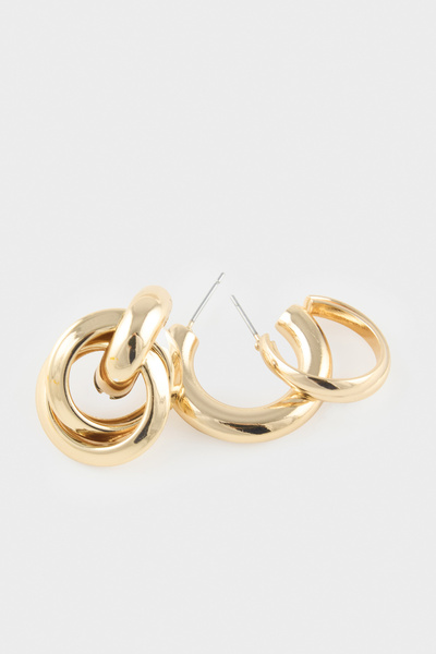 DeFacto Women's 3-Piece Gold Earrings F5973Axns