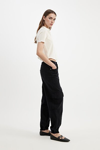 DeFacto Coool Gabardin Jogger Pantolon Basic Düz Normal Bel Kargo Cepli B0454AX23AU