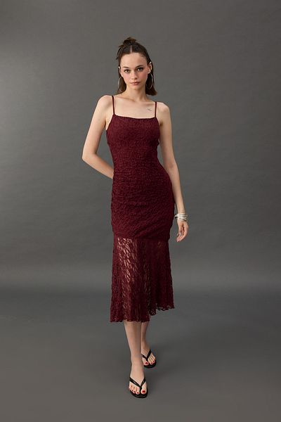 DeFacto Bodycon Body Hugging Strap Lace Midi Dress F7886Ax25Au
