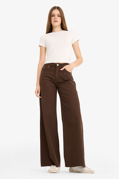 DeFacto Wide Leg Gabardine Palazzo Pants Wide Leg Regular Waist Standard Length with Pockets E4381Ax25Sp