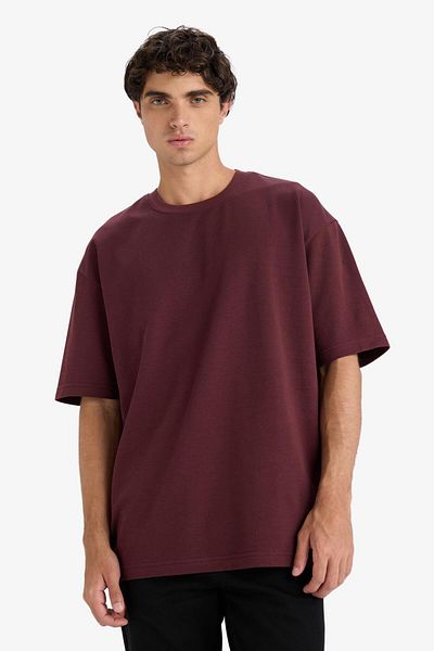 DeFacto Oversize Wide Fit Crew Neck Heavy Fabric Basic Plain Short Sleeve T-Shirt E9798Ax25Au