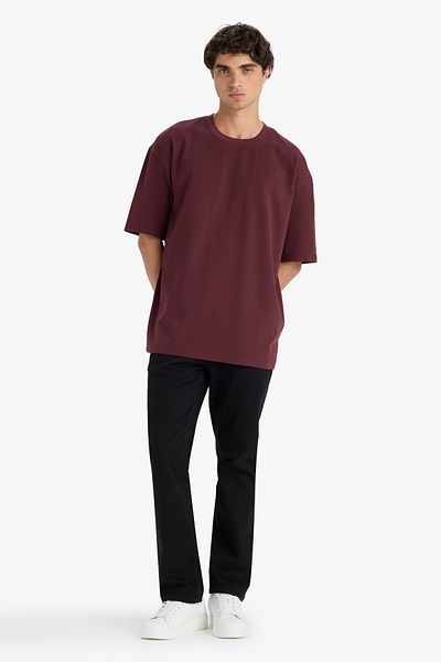 DeFacto Oversize Wide Fit Crew Neck Heavy Fabric Basic Plain Short Sleeve T-Shirt E9798Ax25Au