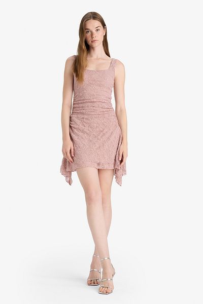 DeFacto Round Neck Lace Strap Mini Dress F6763Ax25Hs
